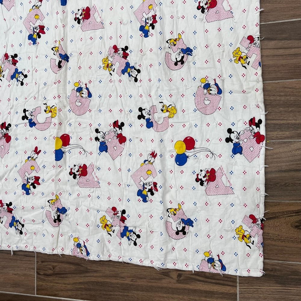 Vintage Walt Disney Baby Mickey Minnie Mouse Friends ABC Printed Crib Blanket - Picture 2 of 6